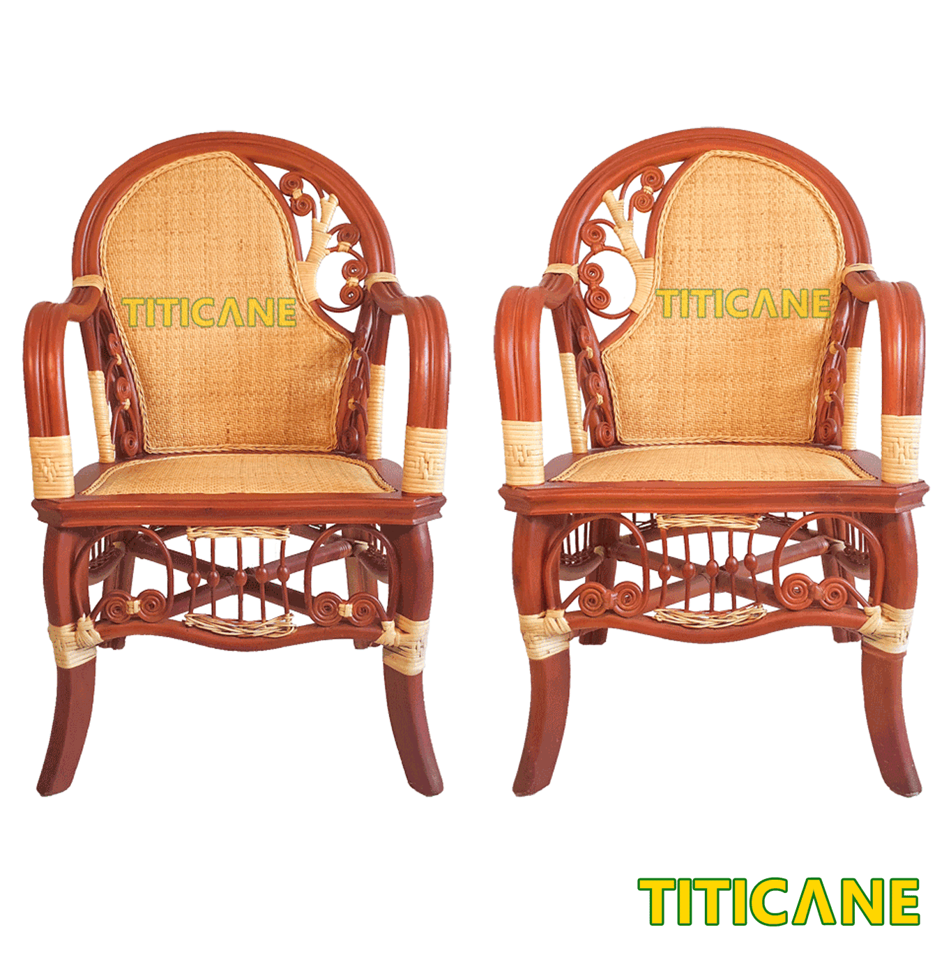 TITICANE Orchid Couple Chair Kerusi Rotan Rattan Manau