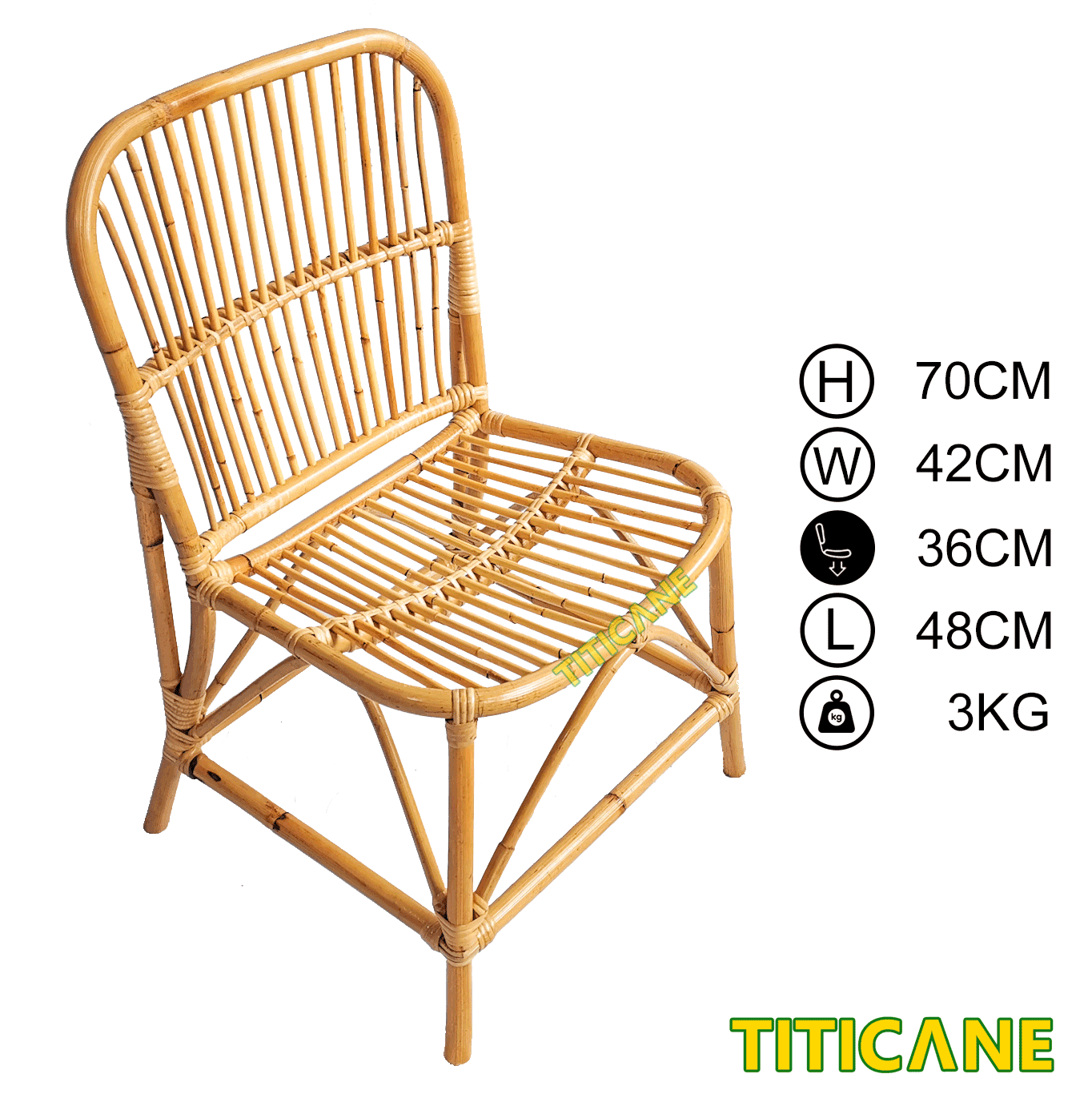 TITICANE Classic Young Chair Kerusi Rotan Kanak Rattan Manau