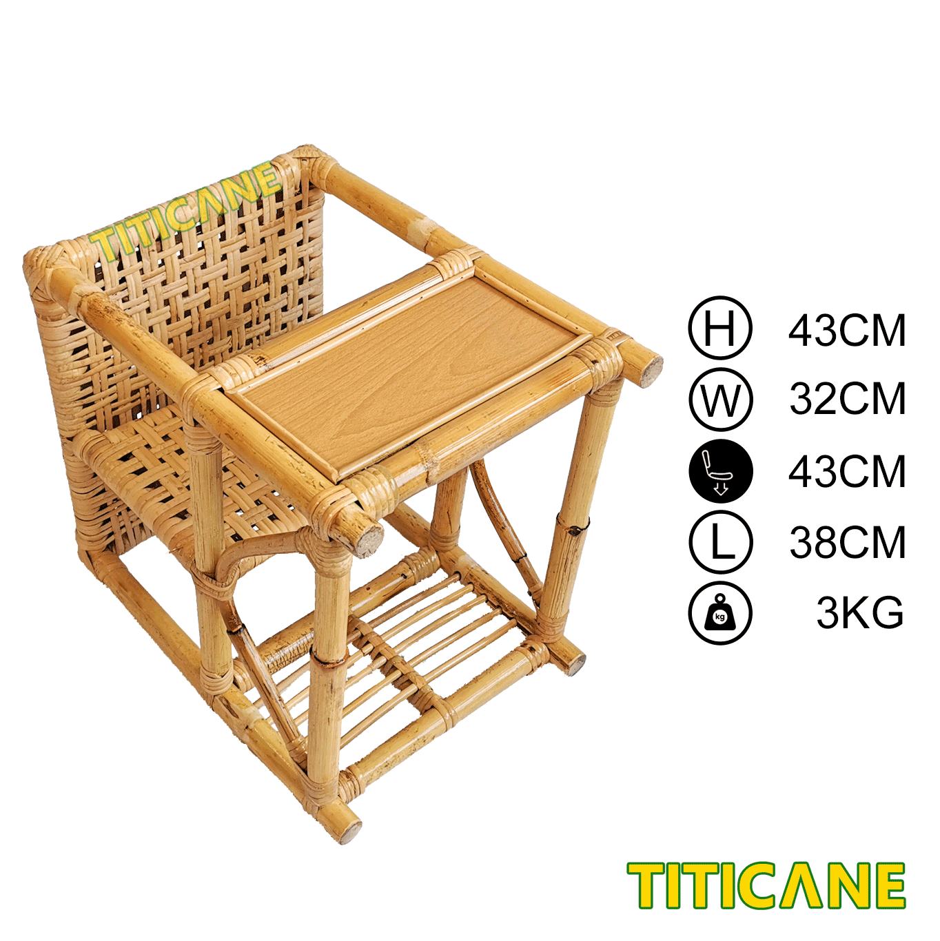TITICANE Baby Feeding Stool Bangku Makan Bayi Rattan Mantang