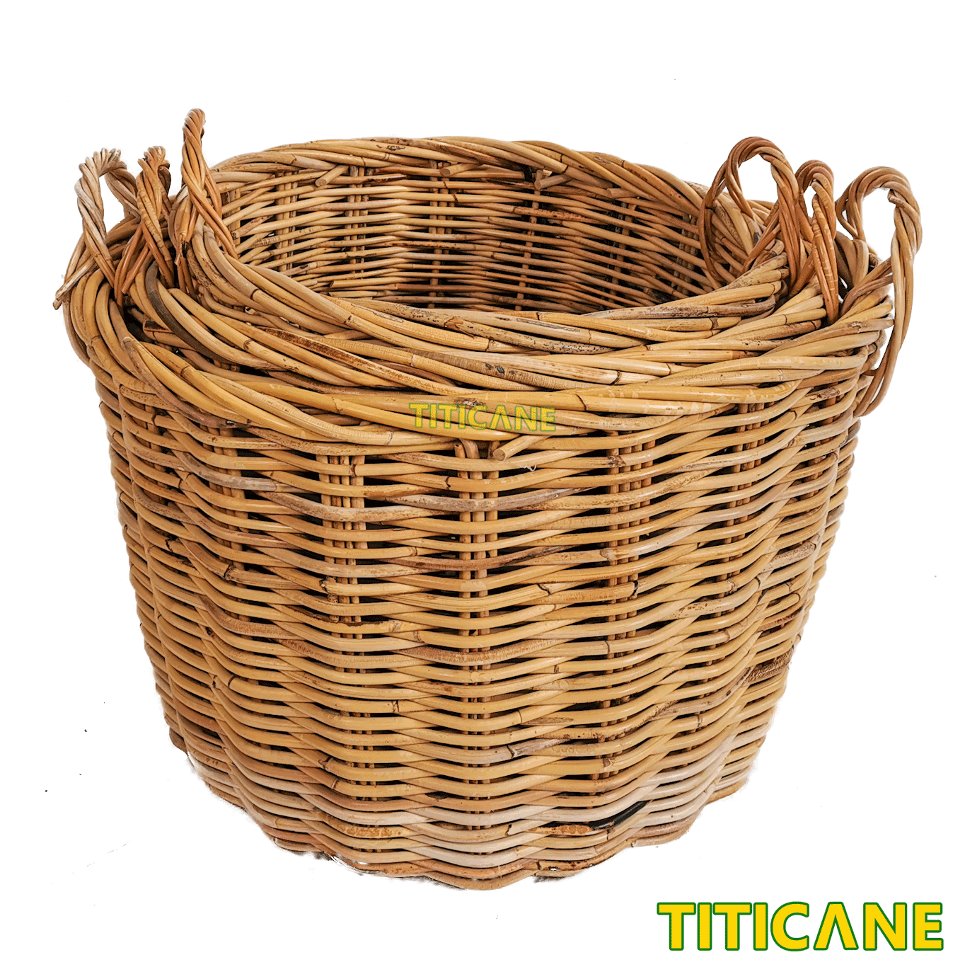TITICANE Rattan Round Basket With Handle [ Medium ] [ Bakul Rotan ]