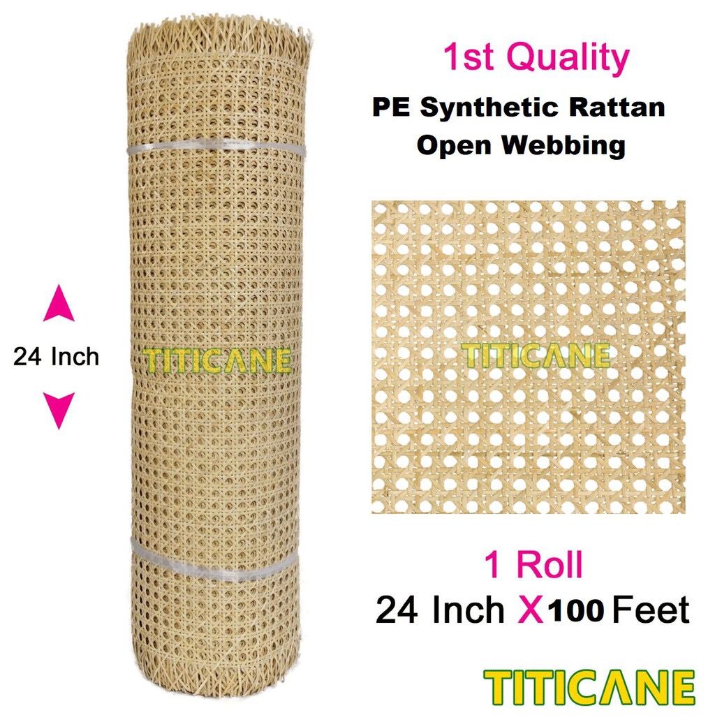 TITICANE PE Synthetic Rattan Open Webbing 24 Inch Roll