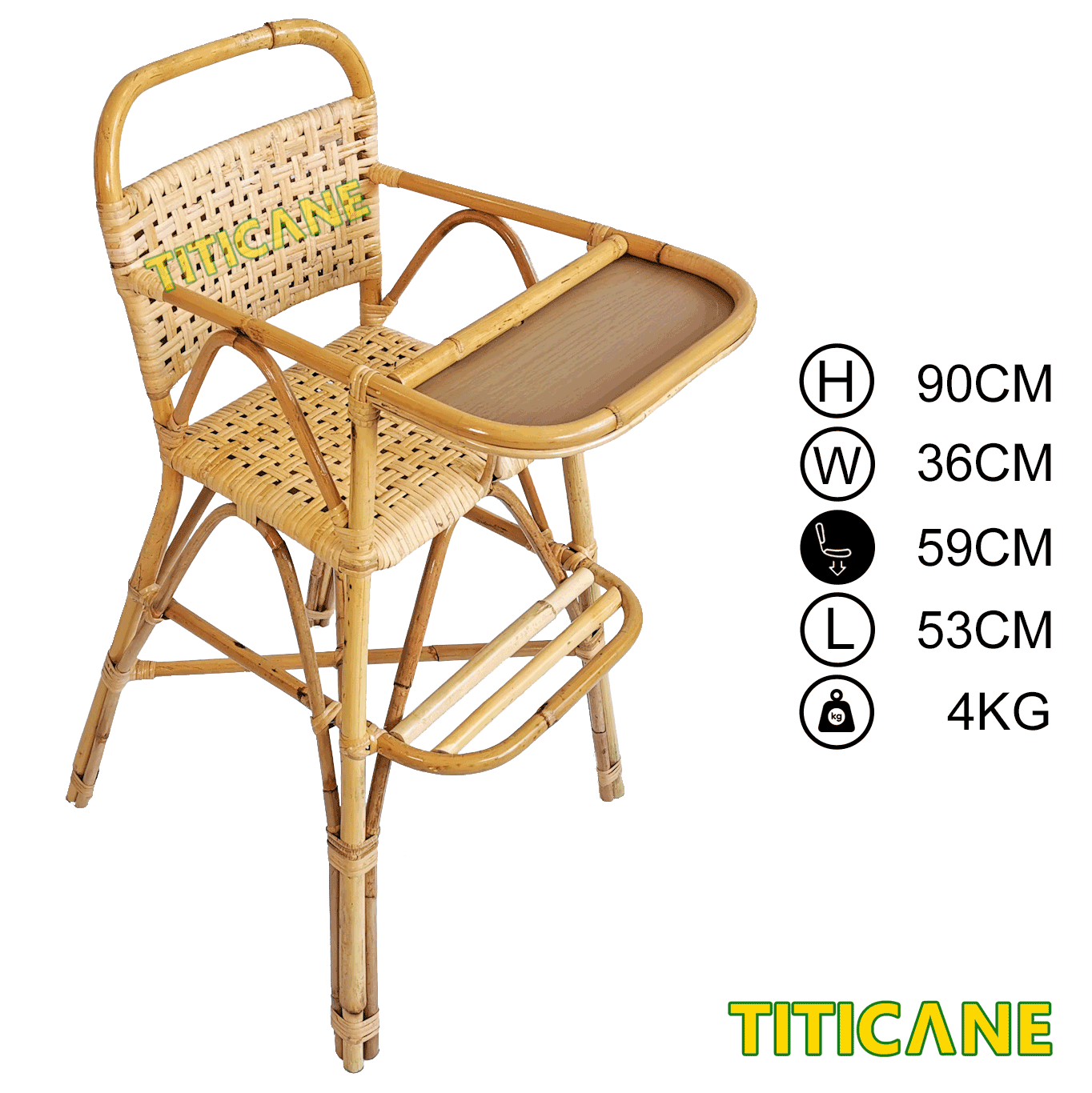 TITICANE Baby Feeding Chair [ Tray ] [ Kerusi Makan Bayi ] [ Rattan