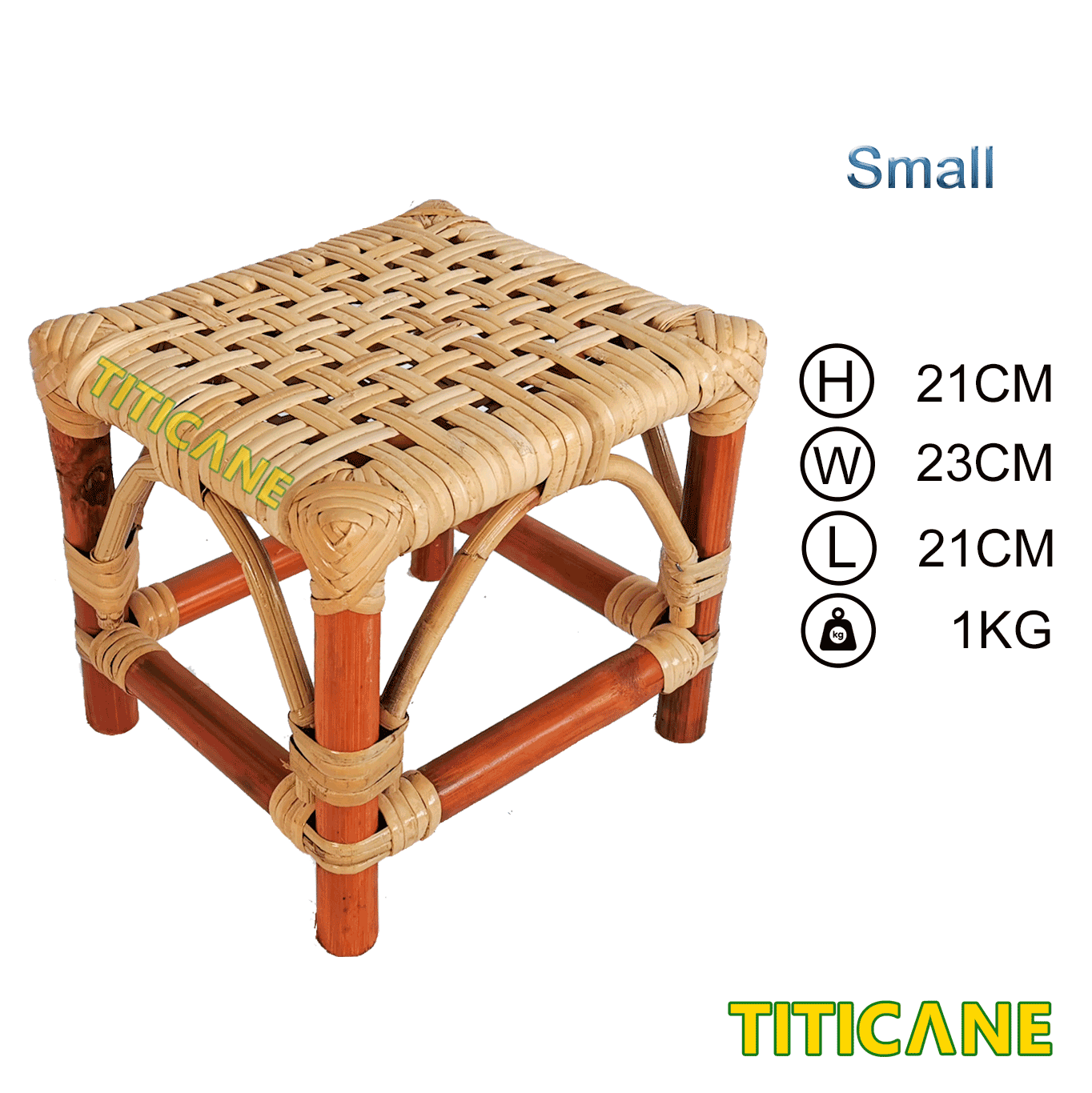 TITICANE Foot Stool [ Bangku Rotan ] [ Rattan Dahan ] [ Small ]